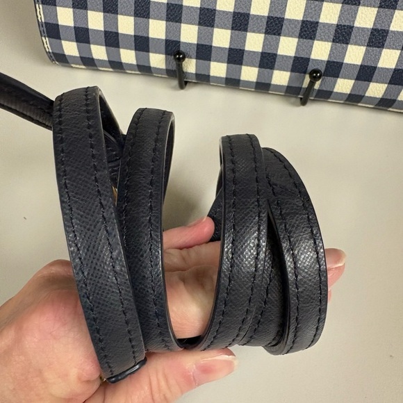 Tory Burch Robinson Navy White Gingham Crossbody - LNC - Picture 12 of 13